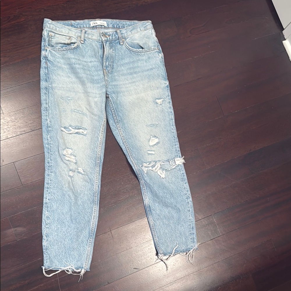 Zara Light Blue Straight Leg Jeans